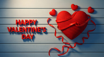 Valentine's day celebration with red heart balloons