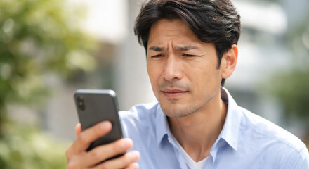 老眼でスマホの文字が見にくい中年