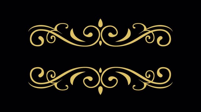 Elegant Golden Flourish Border Design on Black Background.