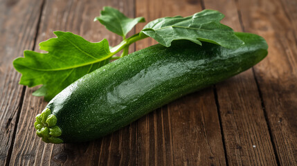 Organic Zucchini Vegetable With Green Leaves