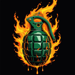 vector image of a grenade on fire