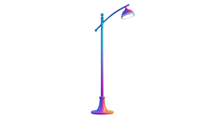 Colorful gradient street lamp on black background lamp post