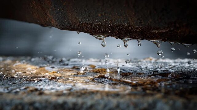 Water Leaks and Dripping - A Close-Up View of Moisture.