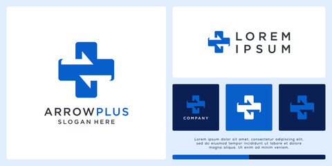 Arrow plus logo design for healthcare.