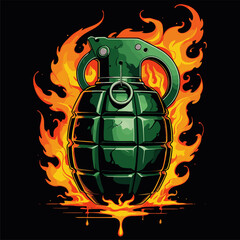 vector image of a grenade on fire