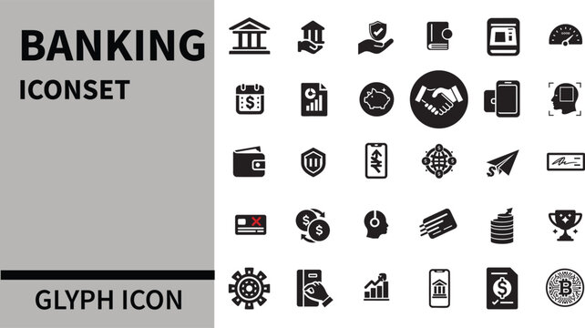 Bank icon set. Vector graphic illustration, Finance, business, funding, online banking, credit card, sequrity, shild line icon set. 