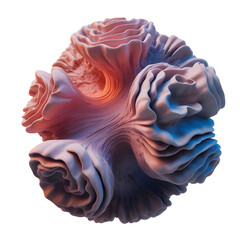 Obraz premium Abstract organic alien-like sphere with flowing textures and vibrant coral and blue lighting, 3D render isolated