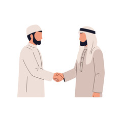 Fototapeta premium Muslim Men Handshake Greeting Illustration Eid Mubarak