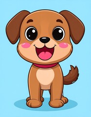 Obraz premium A cheerful cartoon dog with brown fur and a red collar