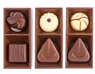 Obraz premium A box of assorted chocolates on a white background