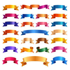Obraz premium Colorful Ribbon Banner Collection - Vector Design Elements for Sales, Promotions, Awards & Celebrations