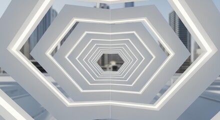 Obraz premium White Sci-Fi Hexagon Tunnel Corridor 3D Render