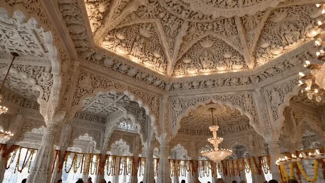 Mahavir Jayanti Jain Temple Interior Intricate White Marble Ceiling