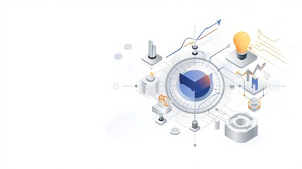 Obraz premium Business Analytics Dashboard Concept with Data Intelligence Elements