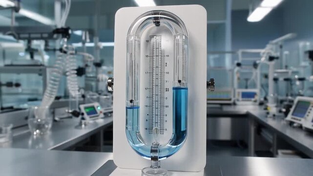 Close up of laboratory manometer in a scientific research environment displaying pressure