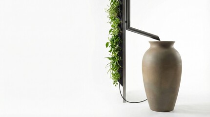 Modern Sculptural Rainwater Harvesting System with Integrated Vertical Garden and Gutter - Sustainable Design
