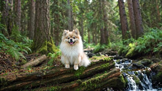 Puppy resting in the forest