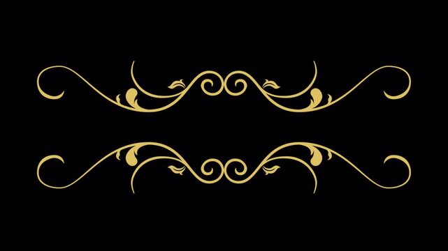 Elegant Golden Flourish Border Design on Black Background.