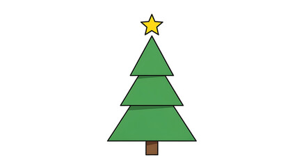 Fototapeta premium Simple Green Christmas Tree with Yellow Star Topper.