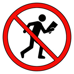 No Walking While Using Phone Pictogram.
