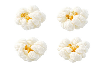 Obraz premium Popcorn pieces with buttery flavor and crunch, fresh snack for movie time, isolated on a transparent background
