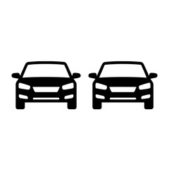 Obraz premium Two identical cars in a line icon.
