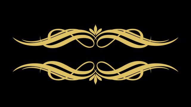Elegant Golden Flourish Border Design on Black Background.