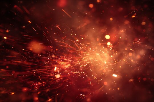 A vibrant explosion of fiery sparks and embers in a dark background - Powered by Adobe