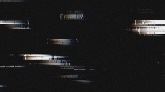 Glitchy TV and computer screen with colorful noise, VHS no signal static, RGB split glitch, broadcasting error, and damaged screen distortion.
