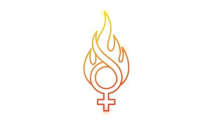 Female Symbol with Flame Icon on White Background