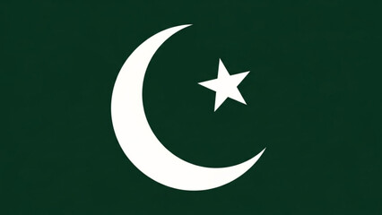 Pakistan Flag with Crescent Moon and Star on Green Background