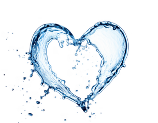 Splashes of water in the shape of a heart.