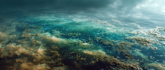 Obraz premium Environmental health concept, polluted water with bacteria contrasted with clean drinking water