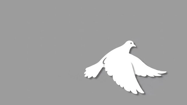 Elegant Animation of White Doves Flying in a Seamless Loop on Gray Background