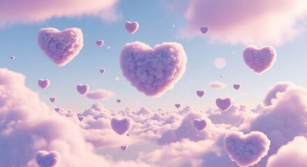 flying hearts in the sky