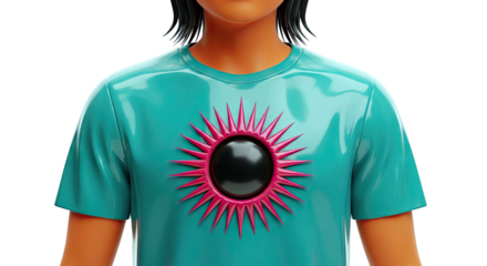 Teal T-shirt with 3D Sun Emblem