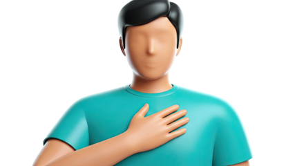 3D Man with Hand on Chest