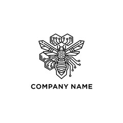 Fototapeta premium Black and White Bee Logo Design.