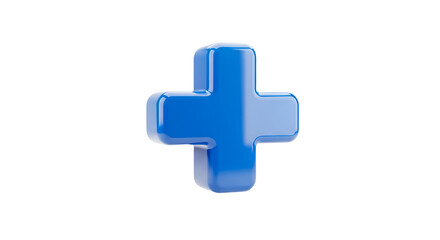 Fototapeta premium Blue 3 D Plus Sign on Black Background glossy reflective