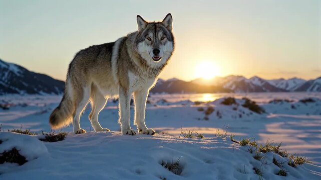 Wolf standing in the snow