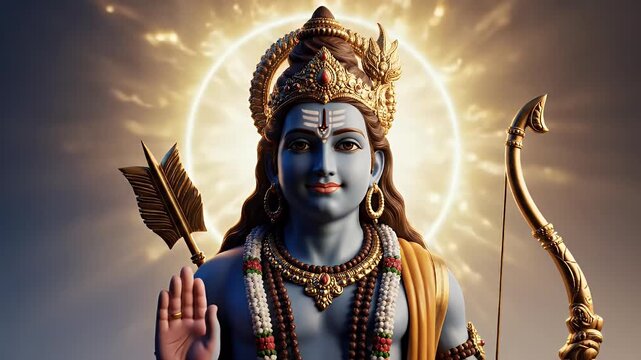 Rama Navami Devotional Navy to Ivory Gradient with Serene Halo Glow