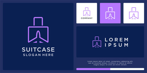 Suitcase logo design template for travel.