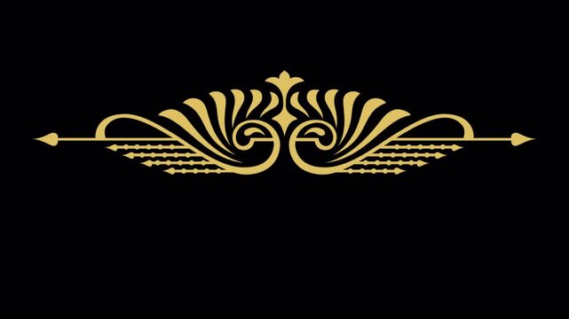 Elegant Golden Flourish Ornament on Black Background.