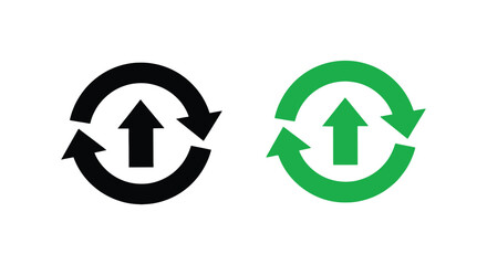 Obraz premium Black and green circular arrow icons featuring an upward-pointing symbol design