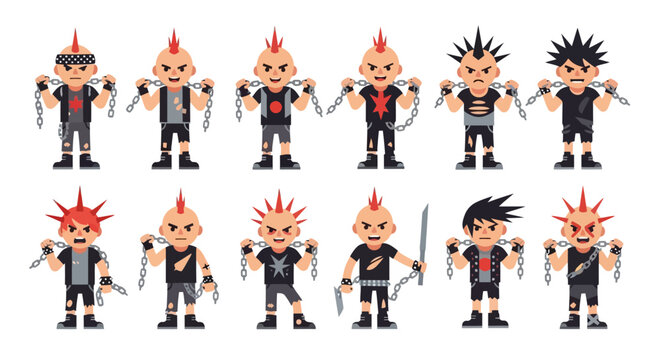 Cartoon Characters with Punk Rock Style.