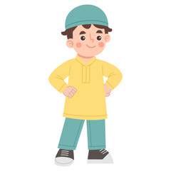 Illustration of Muslim Boy Wearing Kufi