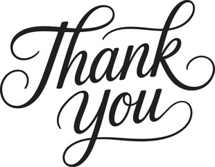 Black Calligraphic Thank You Text calligraphy black text cursive gratitude
