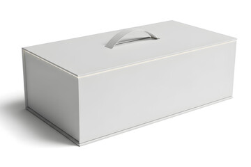 Minimalist White Portable Storage Box with Handle on Light Surface