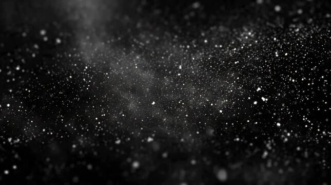 Dark Background with White Particles Moving Slowly.