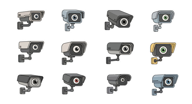 Collection of Various Security Cameras.